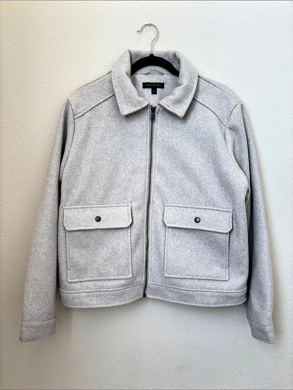 Banana Republic Double-Faced Wool-Blend Utility Jacket, Gray, Large